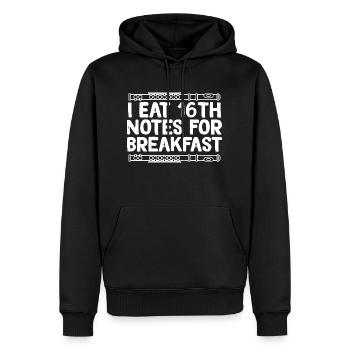 I Eat 16th Notes for Breakfast Funny Music Teacher - Men’s Premium Organic Hoodie - black - Front - Nico (187cm)