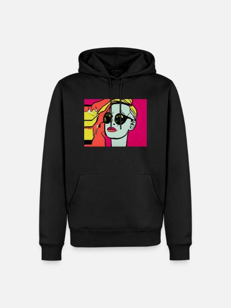 Pop Art - Woman with sunglasses - Men’s Premium Organic Hoodie - black