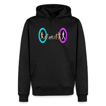 Evolution durch Portale - Männer Premium Bio Hoodie - Schwarz - Vorne - Nico (187cm)