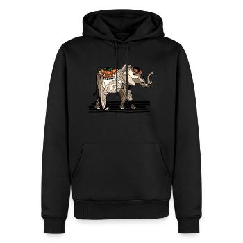 Éléphant - Sweat à capuche Premium bio Homme - noir - Devant - Nico (187cm)