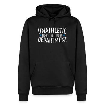 Unathletic Rest Is Best Department 4 - Männer Premium Bio Hoodie - Schwarz - Vorne - Nico (187cm)