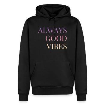 Good vibes - Men’s Premium Organic Hoodie - black - Front - Nico (187cm)