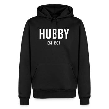 Hubby Est 1983 - Men’s Premium Organic Hoodie - black - Front - Nico (187cm)