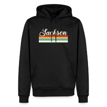Sachsen - Deutschland - Retro - Vintage - Balken - Männer Premium Bio Hoodie - Schwarz - Vorne - Nico (187cm)