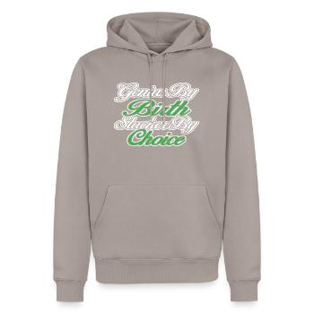 Genius By Birth Slacker By Choice 14 - Männer Premium Bio Hoodie - Taupe - Vorne - Nico (187cm)