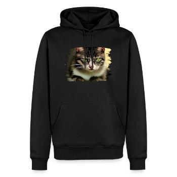 Cracy cat 6 - Männer Premium Bio Hoodie - Schwarz - Vorne - Nico (187cm)