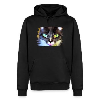 Cracy cat 2 - Männer Premium Bio Hoodie - Schwarz - Vorne - Nico (187cm)