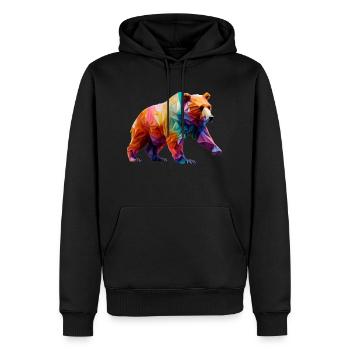 Origami Geometrie Bär Farbenfroh Modern Arty - Männer Premium Bio Hoodie - Schwarz - Vorne - Nico (187cm)
