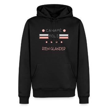 Canapé Télé, rien glandé - Sweat à capuche Premium bio Homme - noir - Devant - Nico (187cm)
