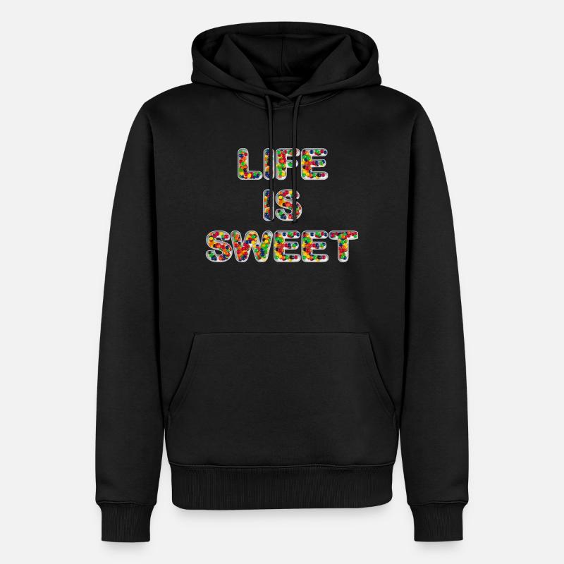 Das Leben ist süß - Männer Premium Bio Hoodie - Schwarz