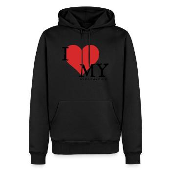 J’aime ma copine - Sweat à capuche Premium bio Homme - noir - Devant - Nico (187cm)