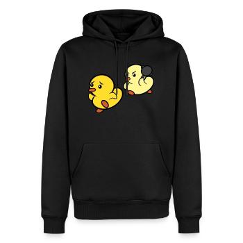 Duck Chase! - Men’s Premium Organic Hoodie - black - Front - Nico (187cm)