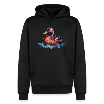 Un beau canard nage dans le lac et l’eau - Sweat à capuche Premium bio Homme - noir - Devant - Nico (187cm)