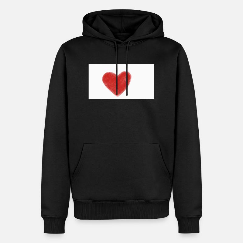 Herz - Männer Premium Bio Hoodie - Schwarz