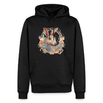 Rabbit Bunny Historical Art - Männer Premium Bio Hoodie - Schwarz - Vorne - Nico (187cm)