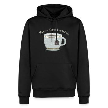 Le thé est une sagesse liquide - Sweat à capuche Premium bio Homme - noir - Devant - Nico (187cm)