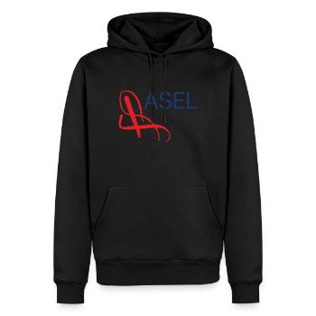 Basel - Men’s Premium Organic Hoodie - black - Front - Nico (187cm)