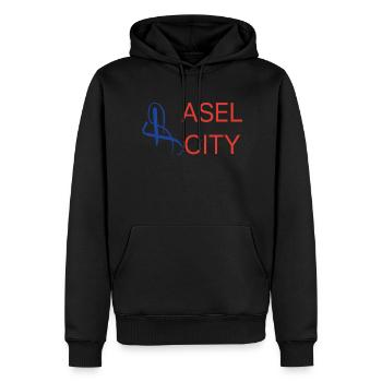 Basel City T-Shirt - Männer Premium Bio Hoodie - Schwarz - Vorne - Nico (187cm)
