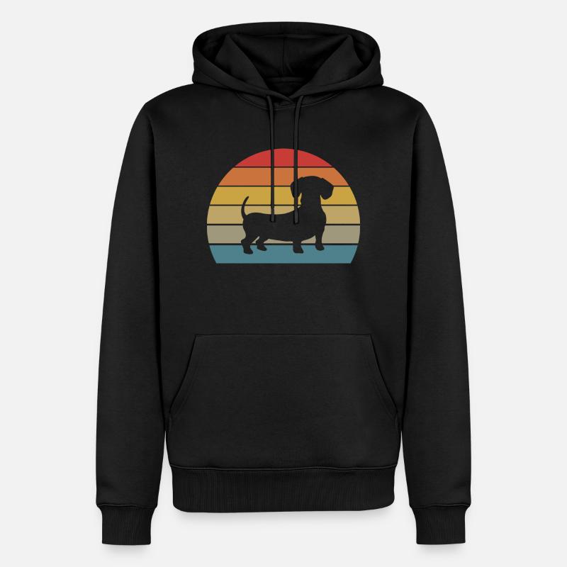 Teckel Chien Rétro Pet - Sweat à capuche Premium bio Homme - noir