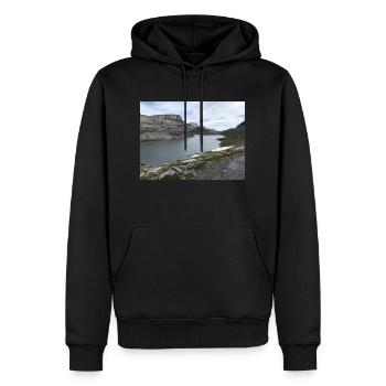 See - Männer Premium Bio Hoodie - Schwarz - Vorne - Nico (187cm)