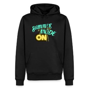 Sommermodus EIN - Männer Premium Bio Hoodie - Schwarz - Vorne - Nico (187cm)