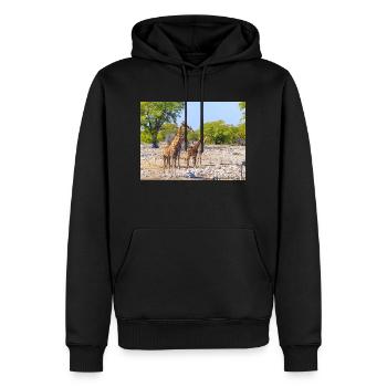 giraffe and Landscape in a Etosha National Park - Men’s Premium Organic Hoodie - black - Front - Nico (187cm)