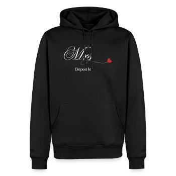 T-shirt personnalisé de couple assorti Mr et Mme - Sweat à capuche Premium bio Homme - noir - Devant - Nico (187cm)