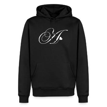 Heart Calligraphy Letter - Men’s Premium Organic Hoodie - black - Front - Nico (187cm)