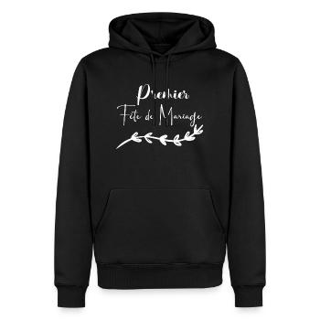 premier fête de mariage - Sweat à capuche Premium bio Homme - noir - Devant - Nico (187cm)