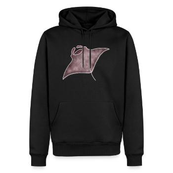 "Manta", Boho Line Art Design, Series "Ocean" - Men’s Premium Organic Hoodie - black - Front - Nico (187cm)