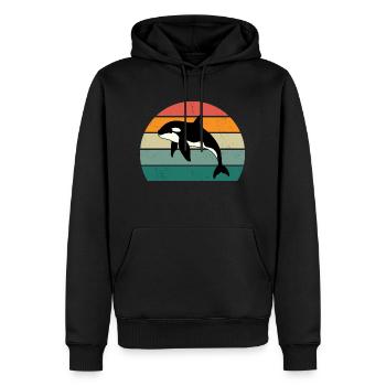 Orca Retro Style Hommes Femmes Nouveauté Vintage Drôle - Sweat à capuche Premium bio Homme - noir - Devant - Nico (187cm)