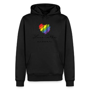 Love is the answer - Männer Premium Bio Hoodie - Schwarz - Vorne - Nico (187cm)