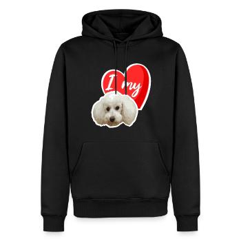 Ich liebe mein Pudel - niedlich für Pudelbesitzer - Männer Premium Bio Hoodie - Schwarz - Vorne - Nico (187cm)
