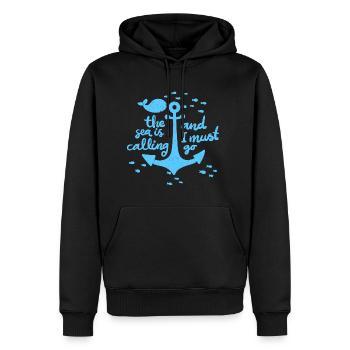 Graphique maritime - Sweat à capuche Premium bio Homme - noir - Devant - Nico (187cm)