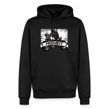 Freiheit - Männer Premium Bio Hoodie - Schwarz - Vorne - Nico (187cm)