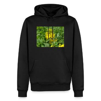 moutarde noire (en allemand Schwarzer Senf) - Sweat à capuche Premium bio Homme - noir - Devant - Nico (187cm)