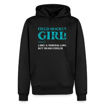 Fille De Hockey Sur Gazon Comme Une Fille Normale Mais Beaucoup Cool - Sweat à capuche Premium bio Homme - noir - Devant - Nico (187cm)