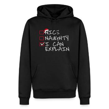 Nice naughty i can explain - Männer Premium Bio Hoodie - Schwarz - Vorne - Nico (187cm)