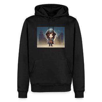 girl with hat - Men’s Premium Organic Hoodie - black - Front - Nico (187cm)