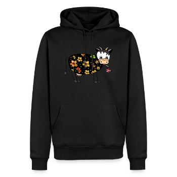 Kuh - Männer Premium Bio Hoodie - Schwarz - Vorne - Nico (187cm)