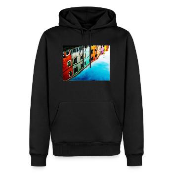 Buntes Burano (Venedig) - Männer Premium Bio Hoodie - Schwarz - Vorne - Nico (187cm)
