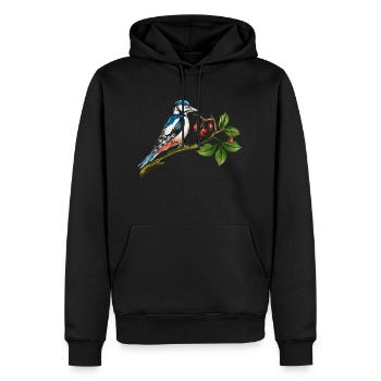 Bunter Vogel - Männer Premium Bio Hoodie - Schwarz - Vorne - Nico (187cm)