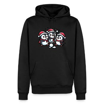 Adorable mignon pingouin père Noël chapeau boule de neige d’hiver fi - Sweat à capuche Premium bio Homme - noir - Devant - Nico (187cm)
