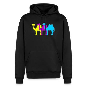 Chameaux - Sweat à capuche Premium bio Homme - noir - Devant - Nico (187cm)