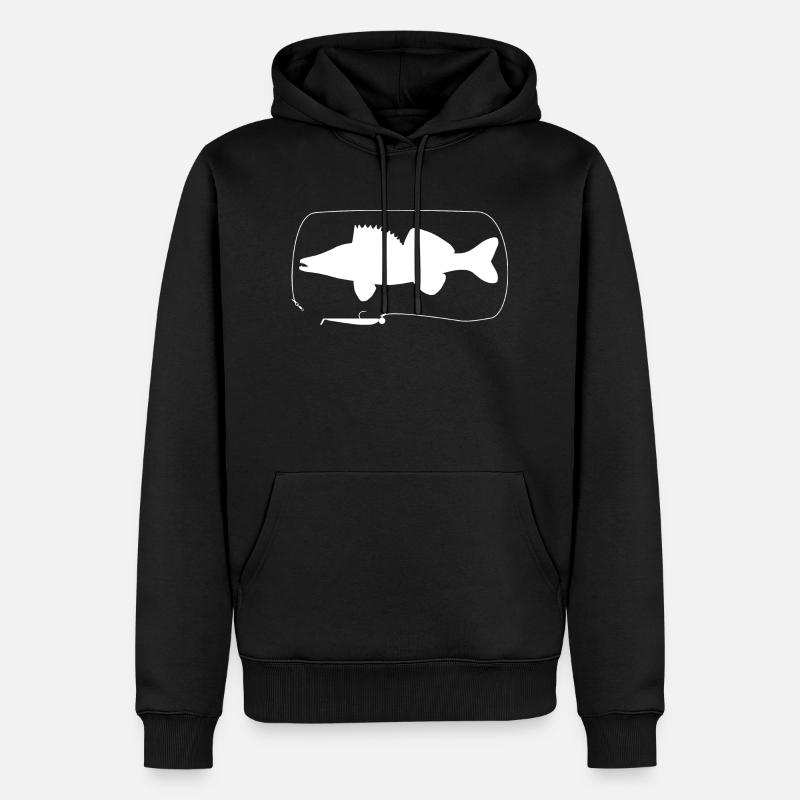 Zander mit Gummifisch - Männer Premium Bio Hoodie - Schwarz