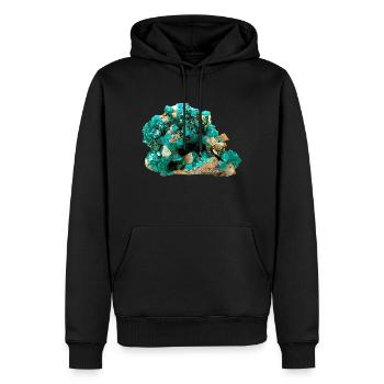 Dioptas Mineral Kupfersmaragd Silikat Kristall - Männer Premium Bio Hoodie - Schwarz - Vorne - Nico (187cm)