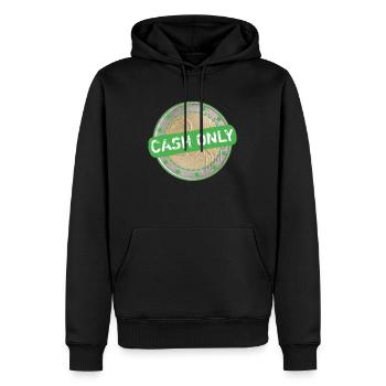 Nur Bahrzahlung - Männer Premium Bio Hoodie - Schwarz - Vorne - Nico (187cm)