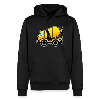 Gelber Betonmischer - Männer Premium Bio Hoodie - Schwarz - Vorne - Nico (187cm)