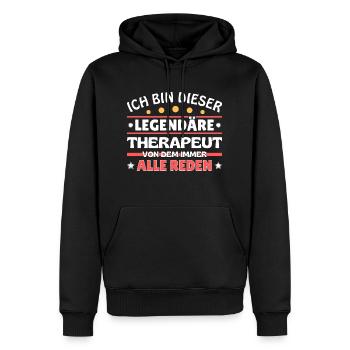 Ich bin dieser legendäre Therapeut - Männer Premium Bio Hoodie - Schwarz - Vorne - Nico (187cm)