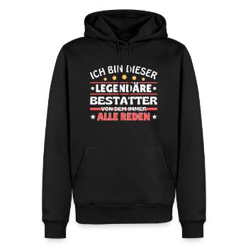 Je suis ce croque-mort légendaire - Sweat à capuche Premium bio Homme - noir - Devant - Nico (187cm)